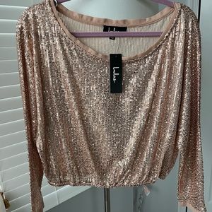 Sequins of Events Rose Gold Dolman Sleeve Top